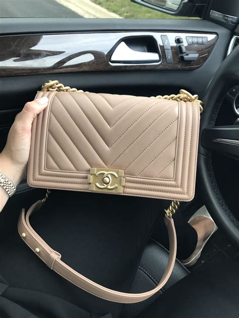 chanel boy bag beige gold hardware